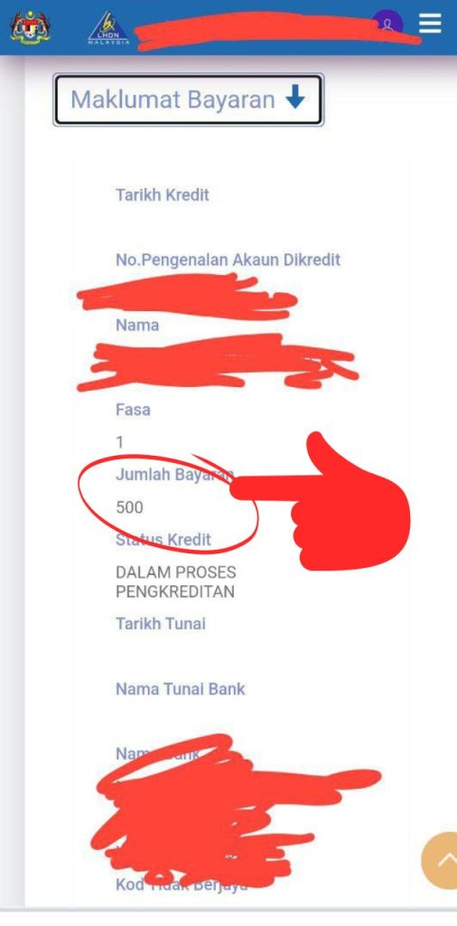 Maklumat Bayaran Fasa 1 STR 2024