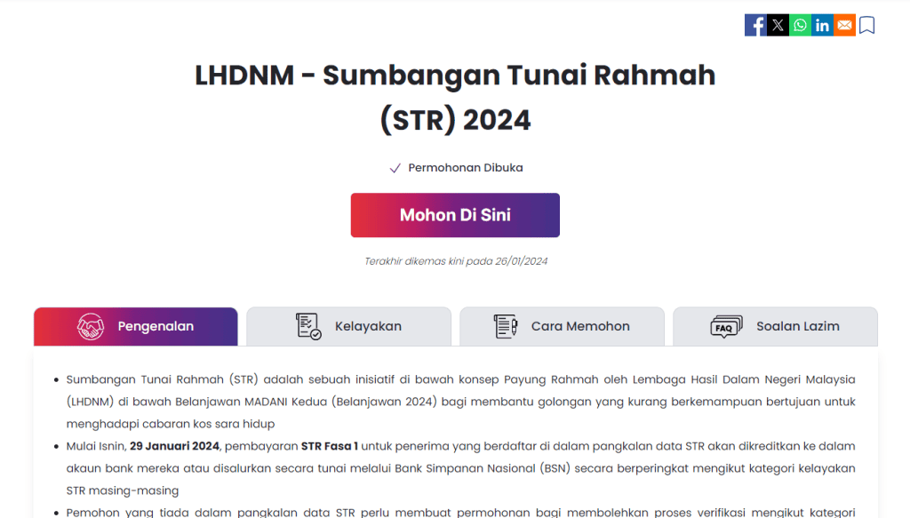 Bantuan Tambahan STR RM100