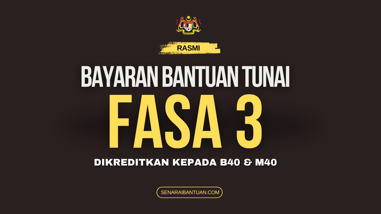 Pembayaran STR Fasa 3 : Bantuan Akan Dikreditkan Kepada B40